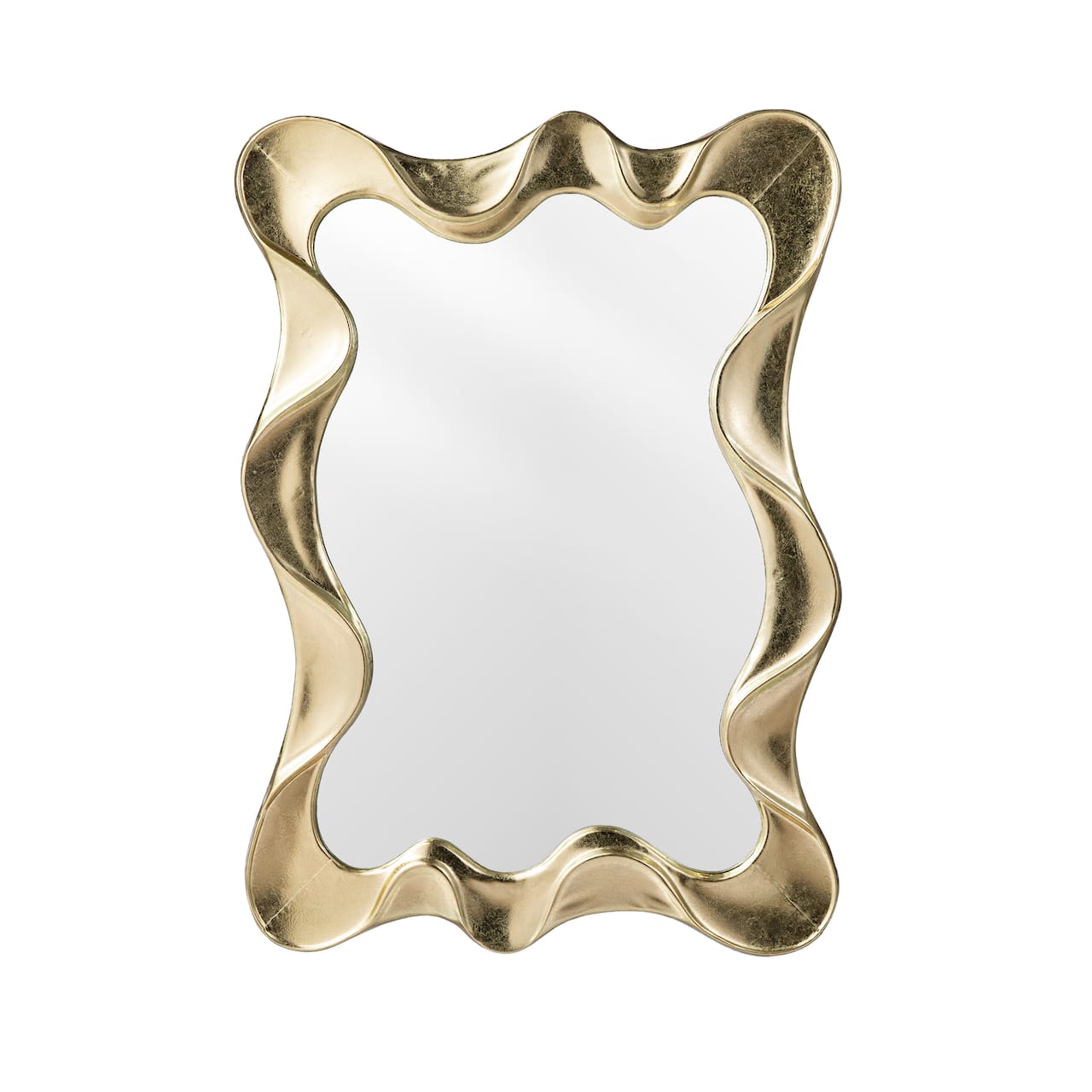 Glitzhome® 34.25" Modern Gold Foil Metal Frame Wavy Wall Mirror